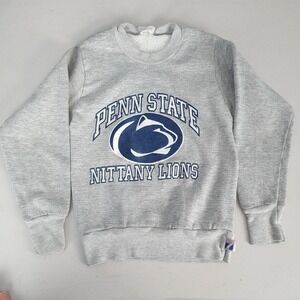 Vntg Penn State Nittany Lions Sweatshirt Boys Medium Gray NCAA Football Logo 7